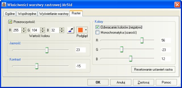 geoxa viewer beta właściwości rastra mrsid