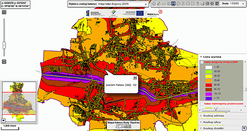 geoxa mapserver mapa hałasu Ruda Sląska